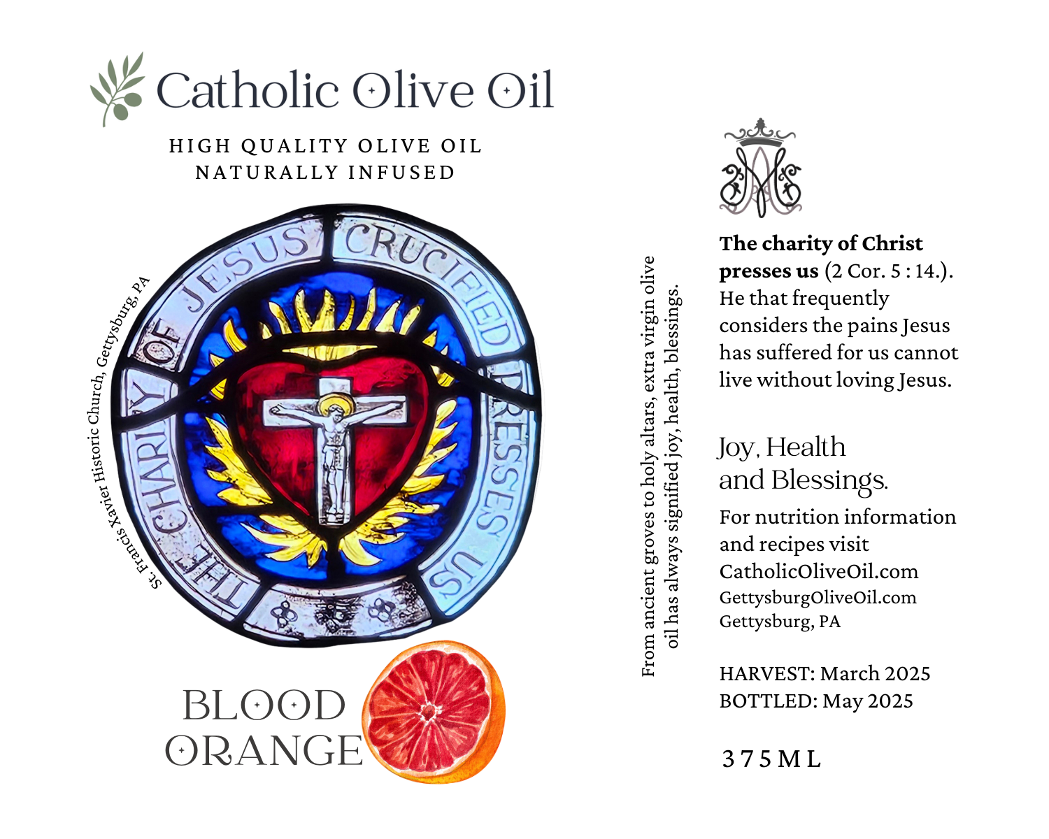 Charity of Jesus Blood Orange Olive Oil