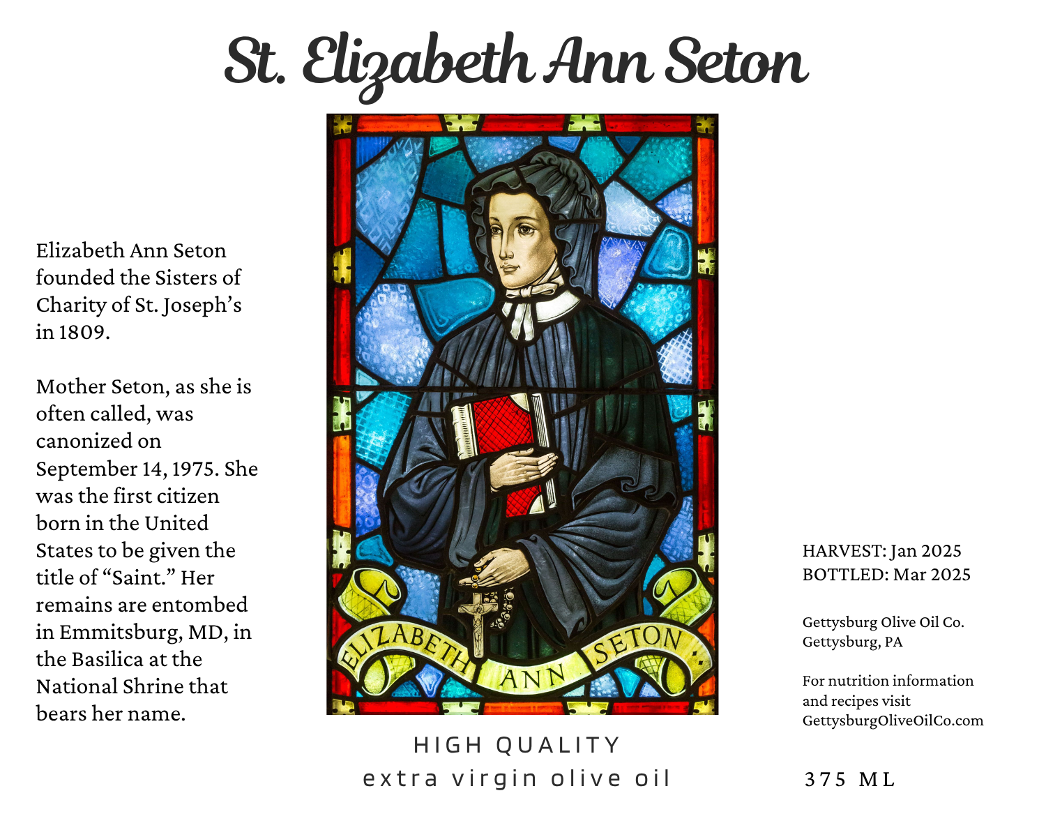 Mother Seton Extra Virgin Olive Oil