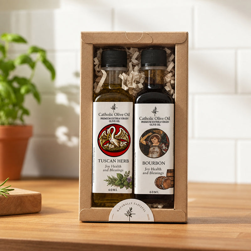 Catholic_Olive_Oil_Duo_Set2_Tuscan Herb and Bourbon