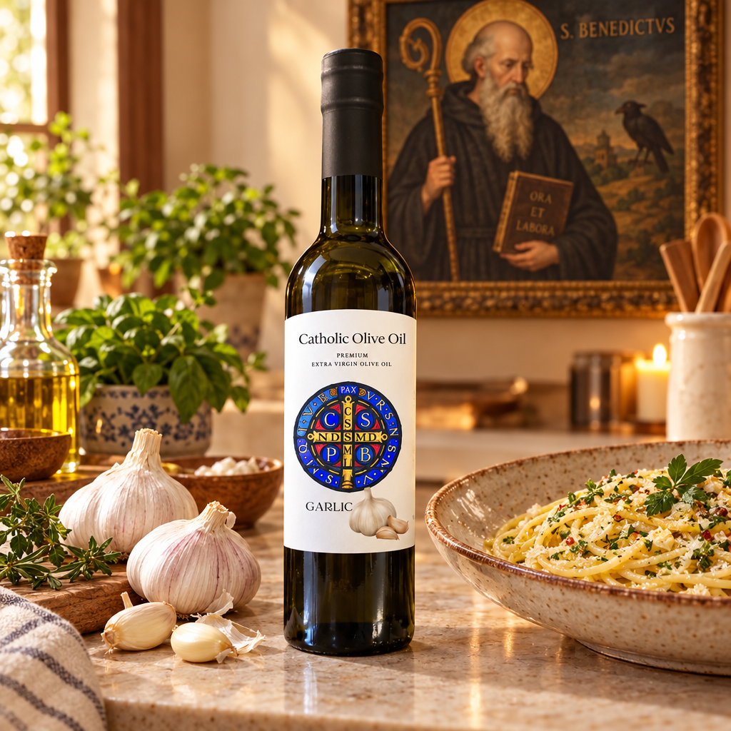 Catholic Olive Oil St Benedict Garlic Olive Oil