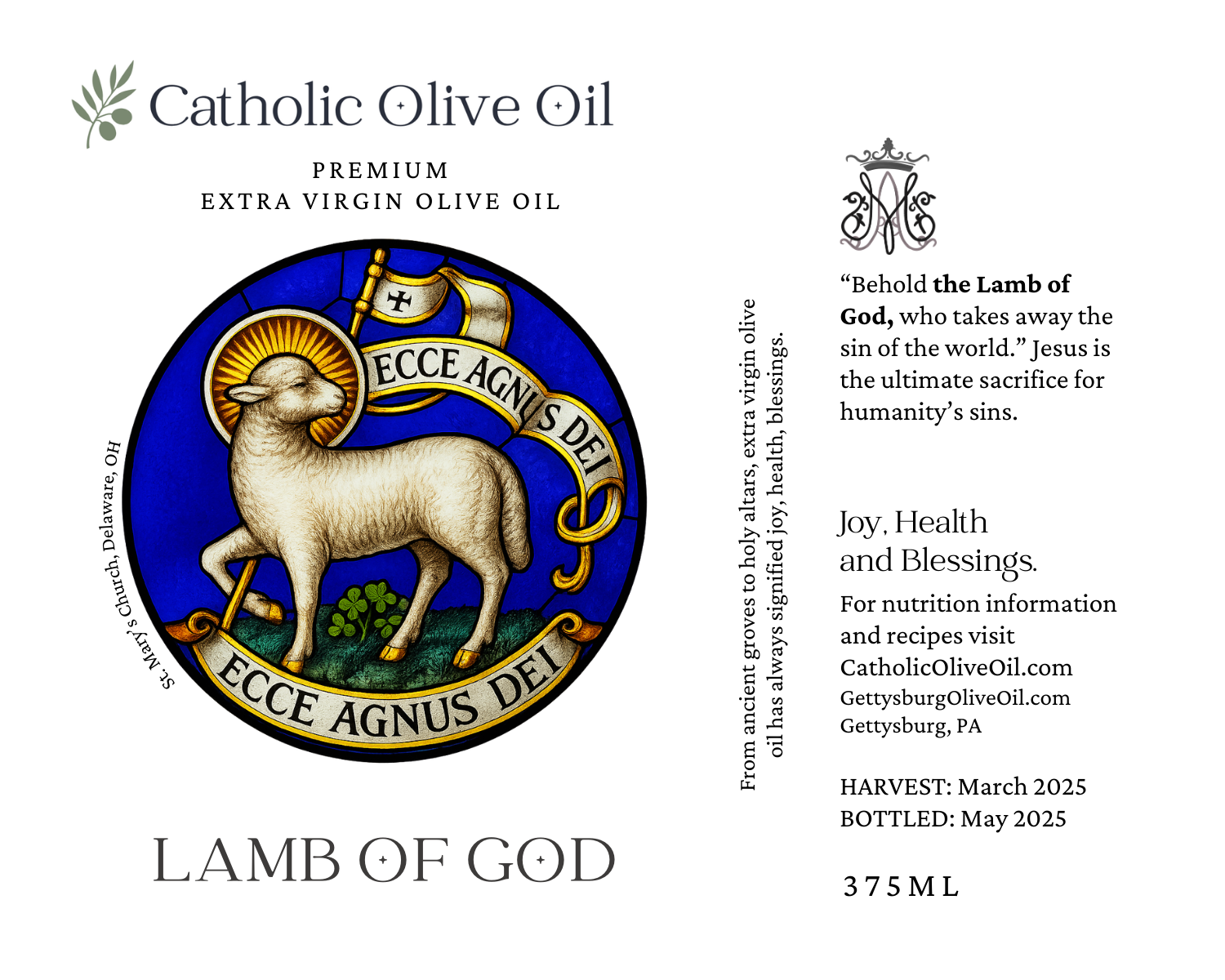 Lamb of God Olive Oil Label