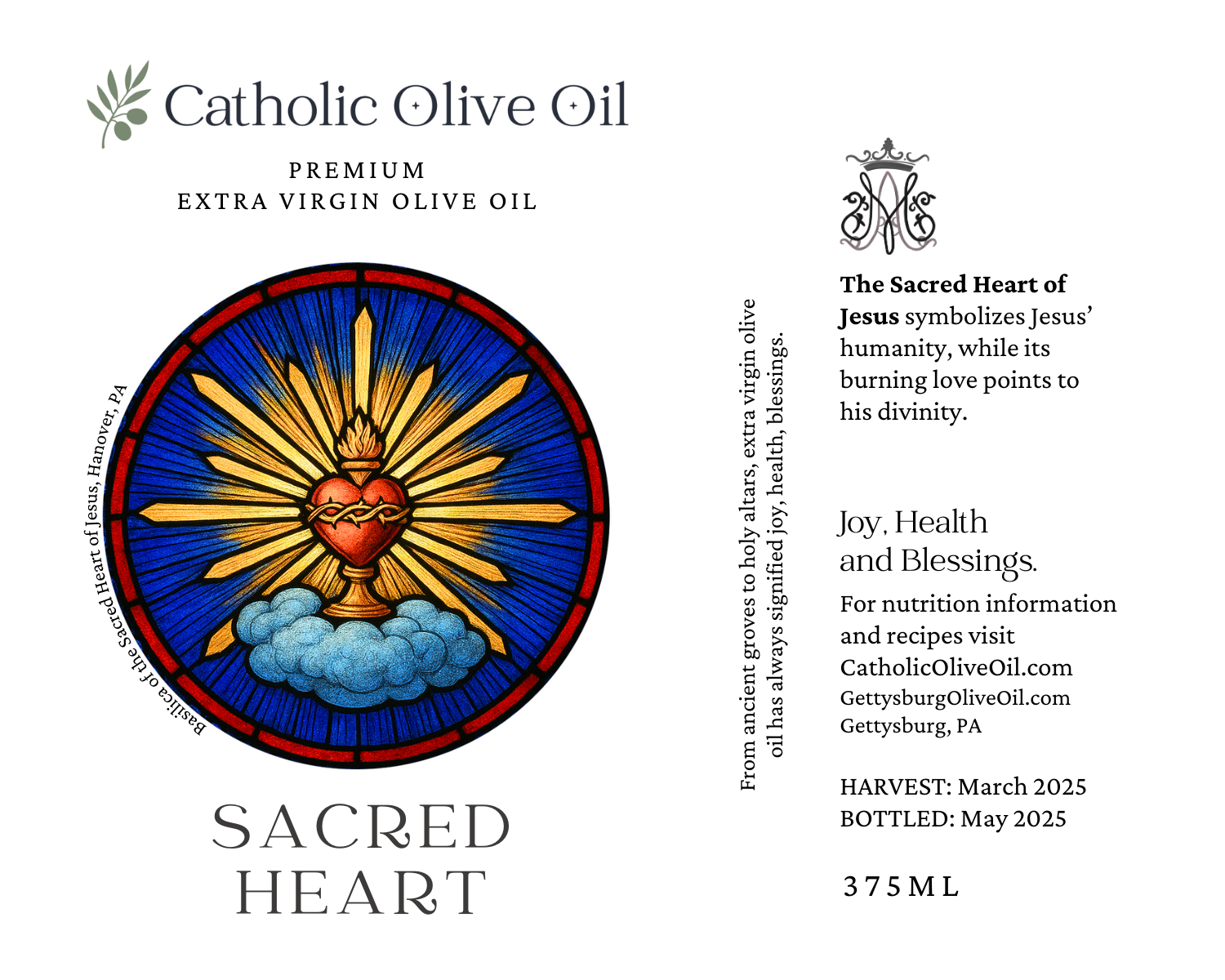 Sacred Heart Olive Oil Label