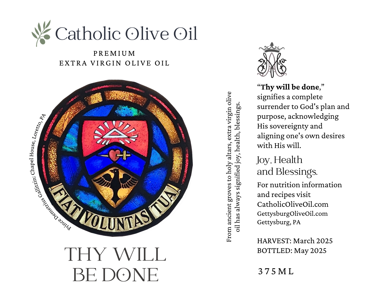 Thy Will Be Done Olive Oil Label