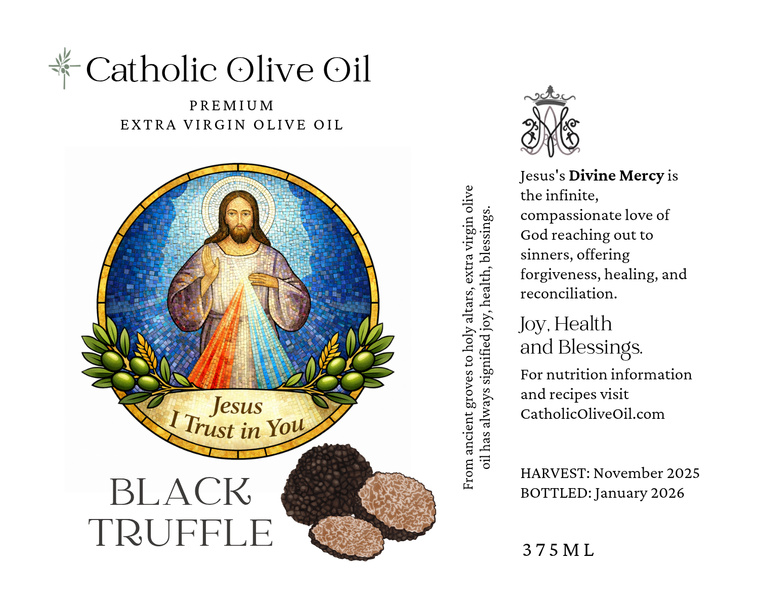 Divine Mercy Black Truffle Olive Oil